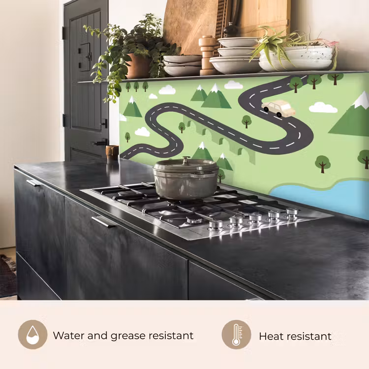 Kitchen splashback - Car - Mountain road - Nature - Illustration — 5