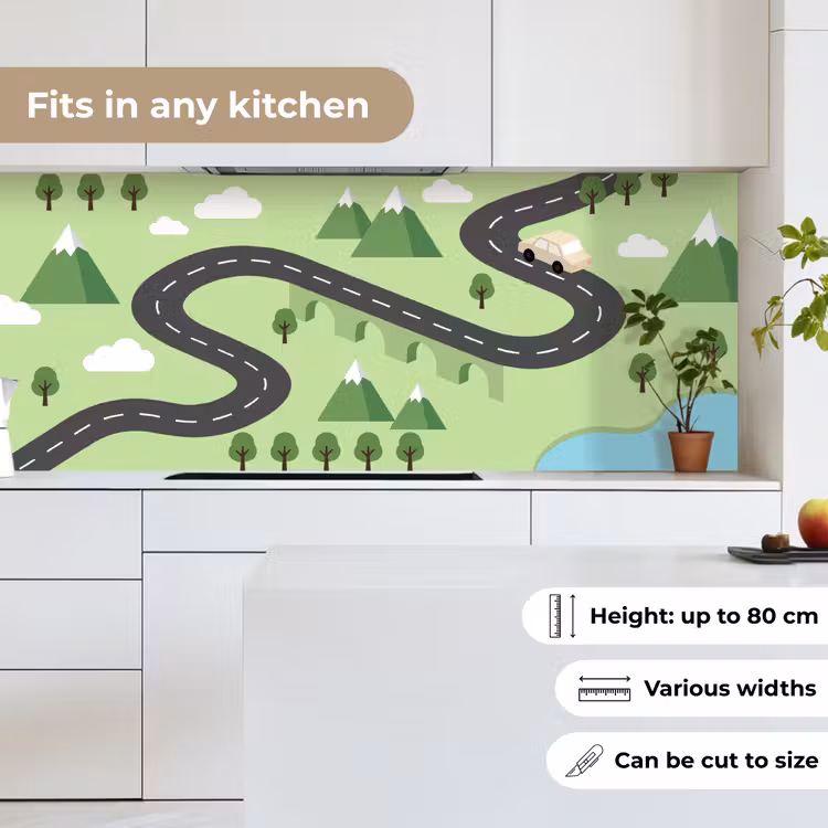 Kitchen splashback - Car - Mountain road - Nature - Illustration — 7