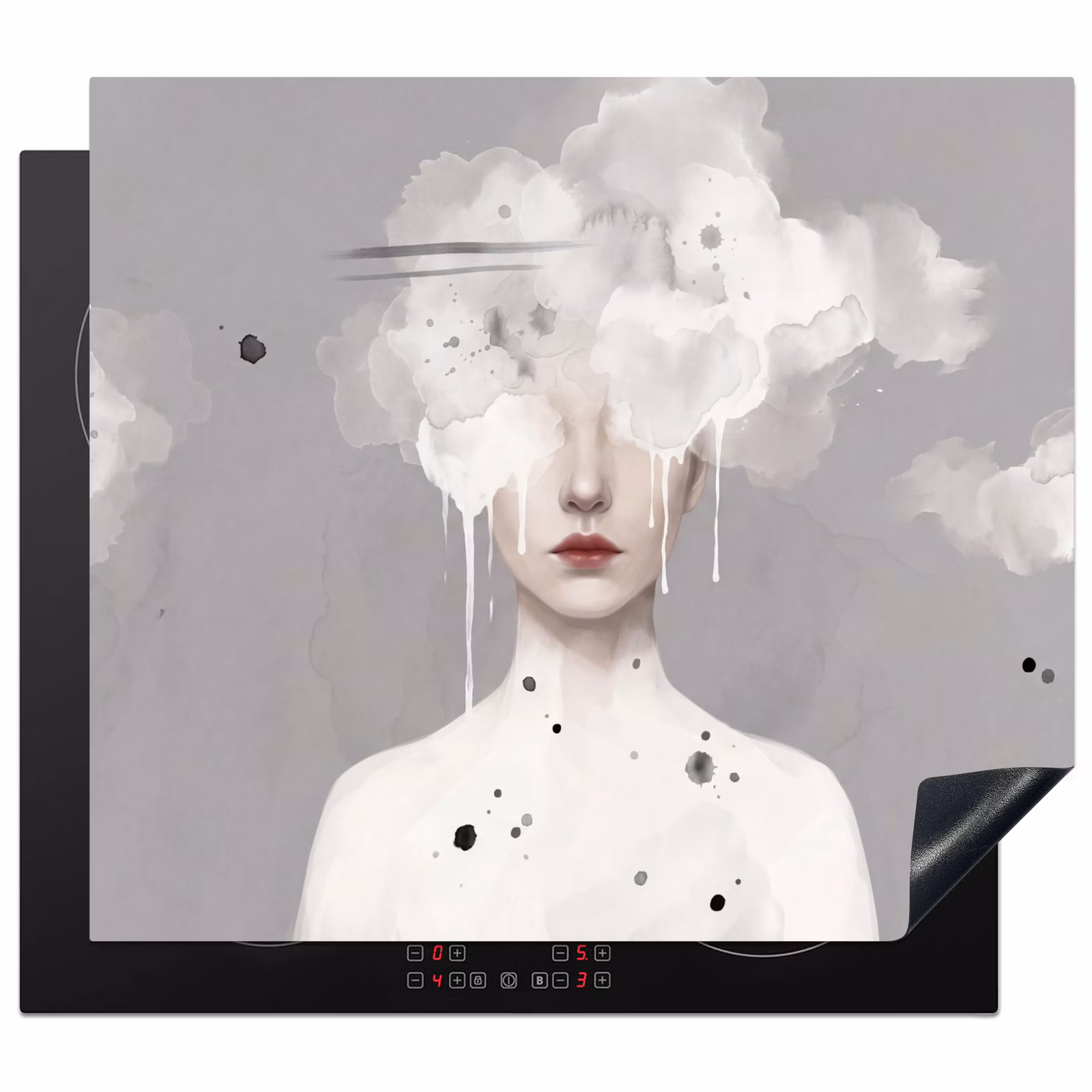 Induction hob cover - Woman - Cloud - Gray — 1