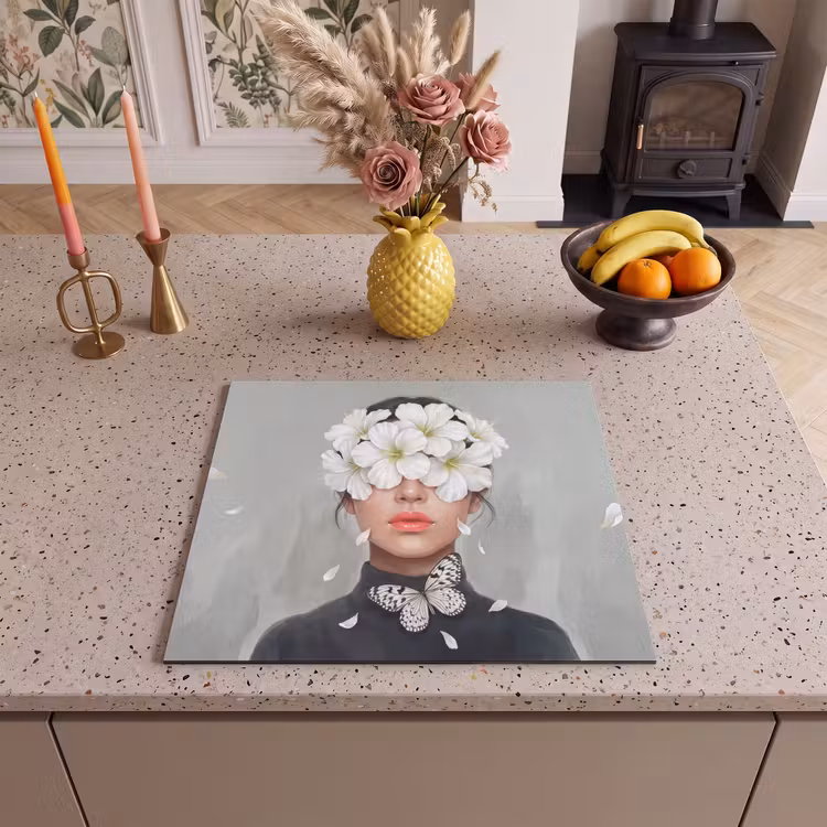Induction hob cover - Lilies - Portrait - White — 3