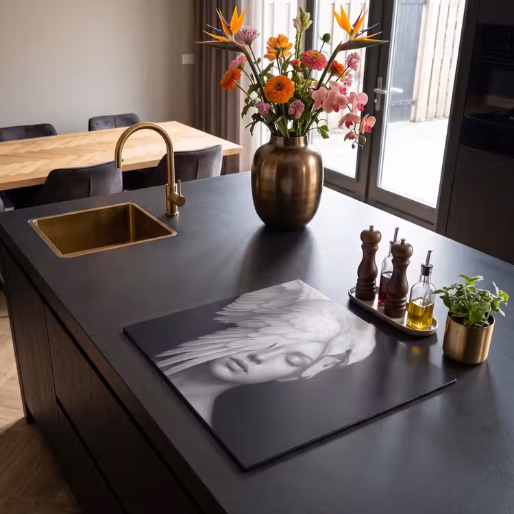 Induction hob cover - Portrait - Swan - Black and White — 2