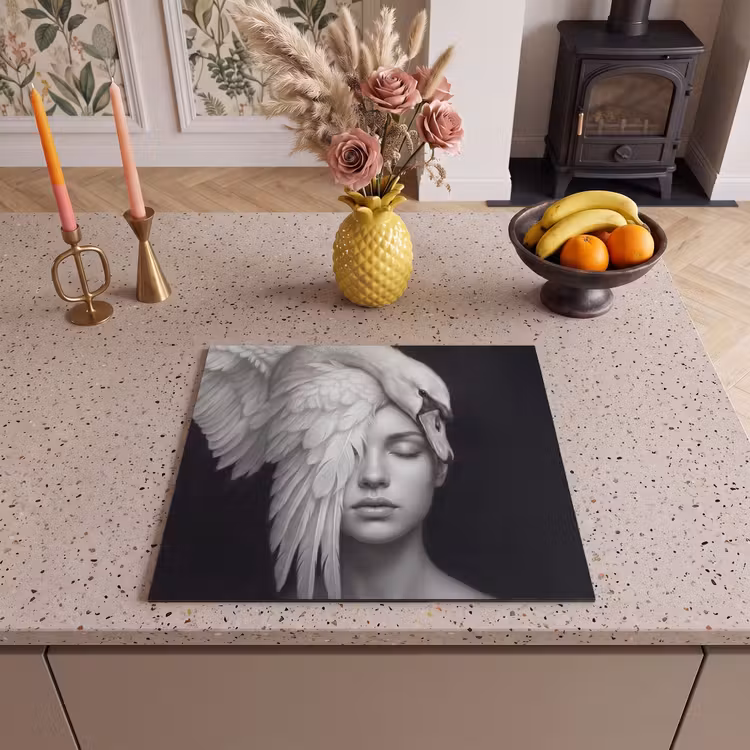 Induction hob cover - Portrait - Swan - Black and White — 3