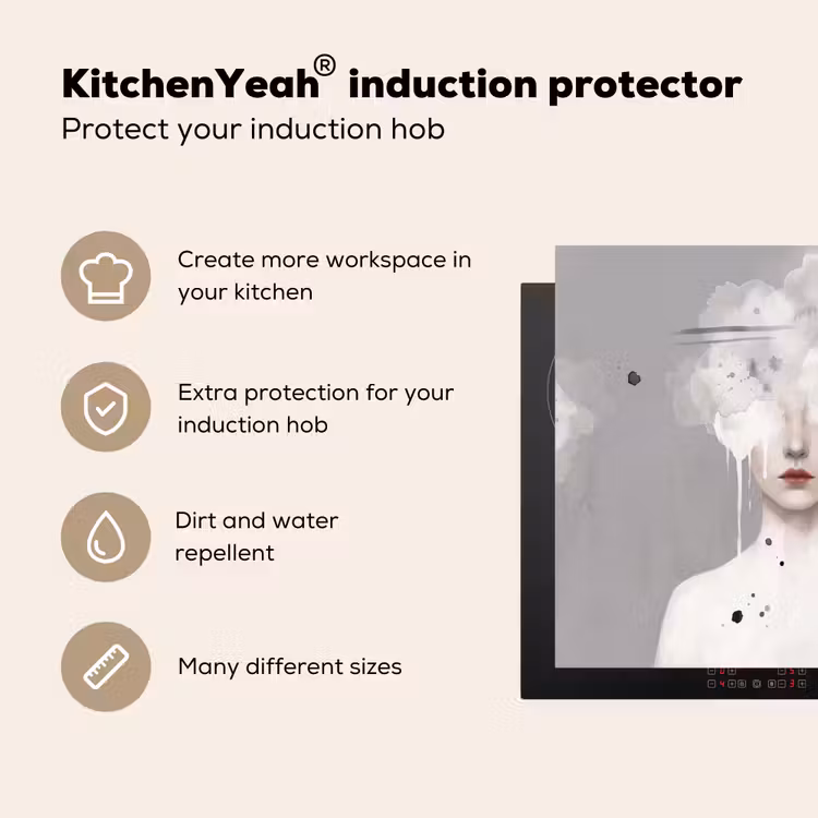 Induction hob cover - Woman - Cloud - Gray — 7