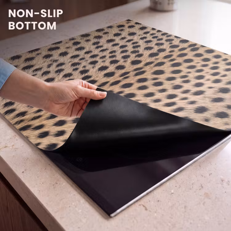 Induction hob cover - Coat - Cheetah - Black - White — 5