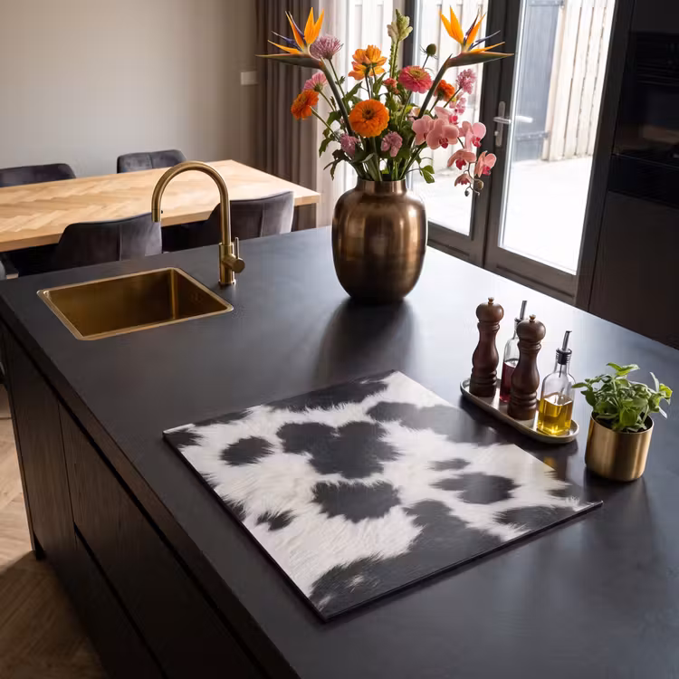 Induction hob cover - Fur - Texture - Black - White — 2