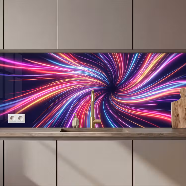 Kitchen splashback - Abstract - Swirl - Futuristic - Neon — 1
