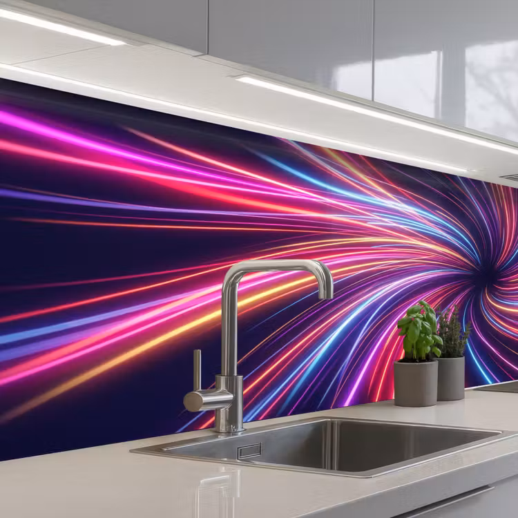 Kitchen splashback - Abstract - Swirl - Futuristic - Neon — 2