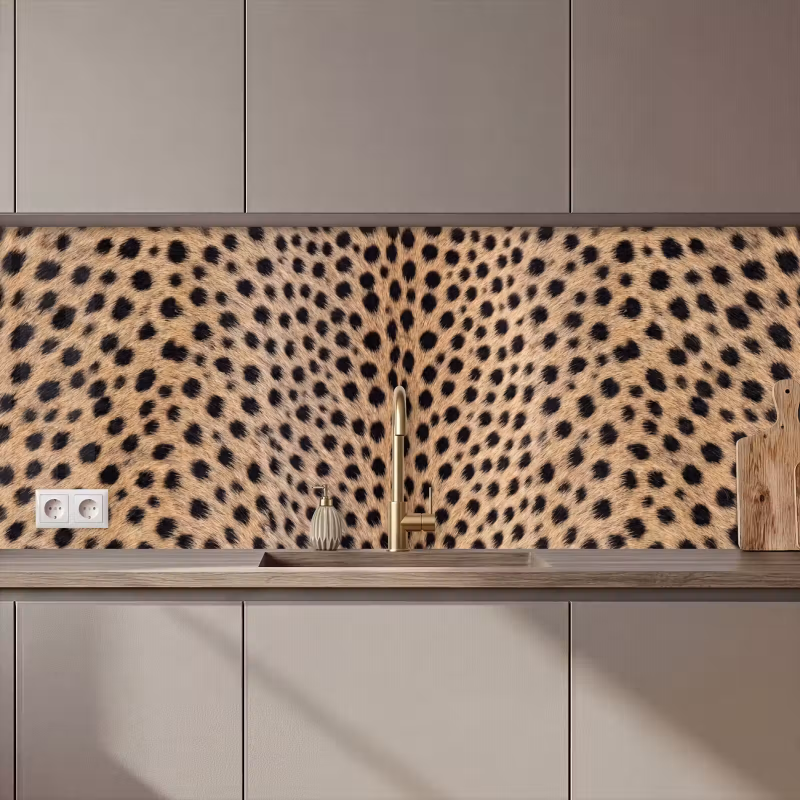 Kitchen splashback - Coat - Cheetah - Black - White — 1