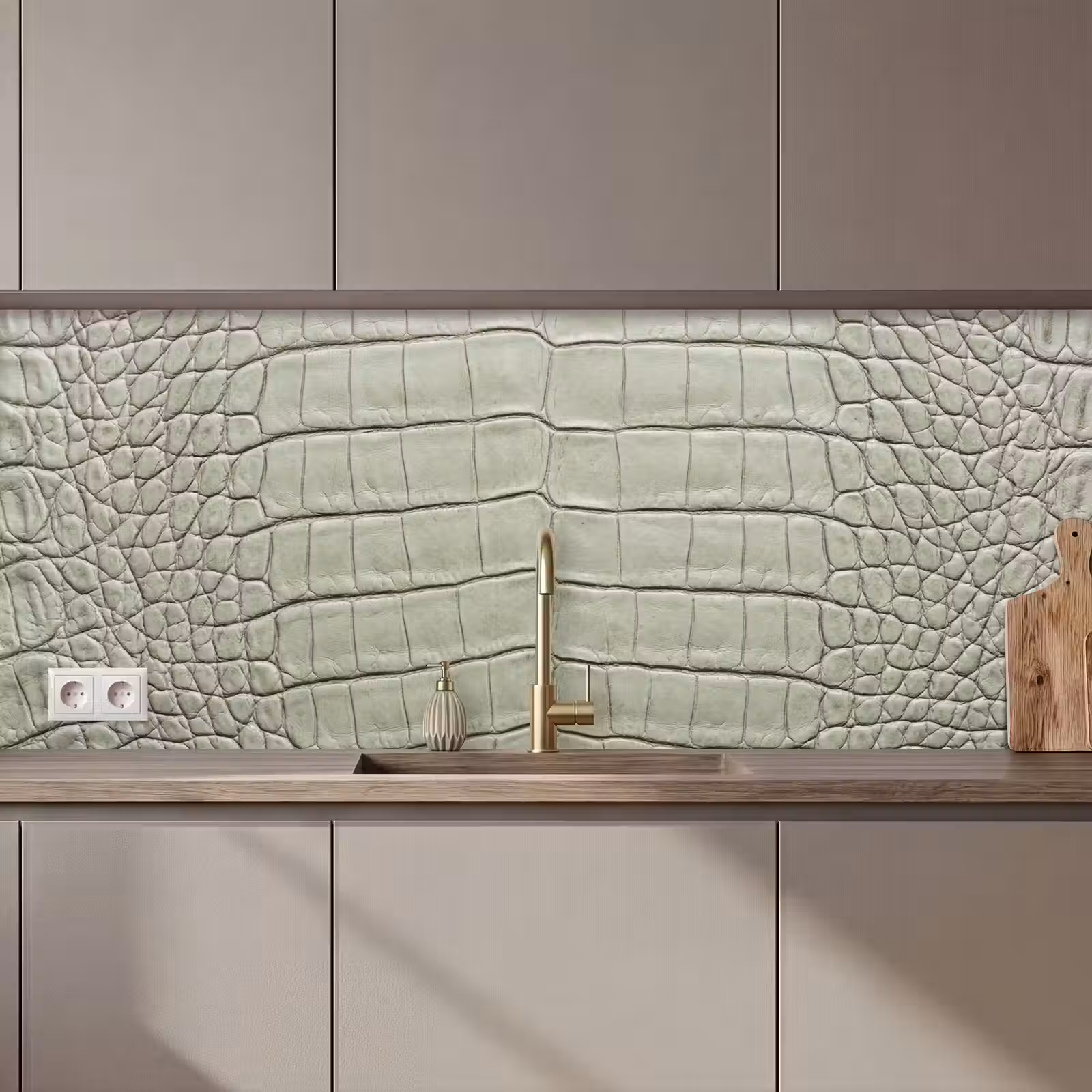 Kitchen splashback - Crocodile leather - Scales - Green — 1