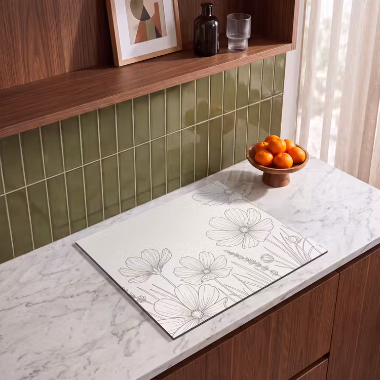 Induction hob cover - Minimalist - Modern - Floral - Beige — 4