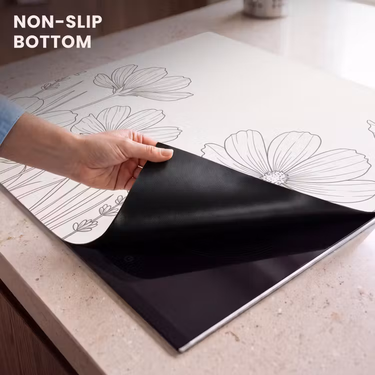 Induction hob cover - Minimalist - Modern - Floral - Beige — 5