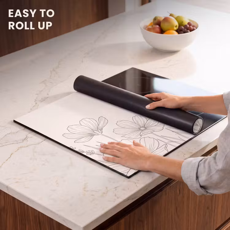 Induction hob cover - Minimalist - Modern - Floral - Beige — 6