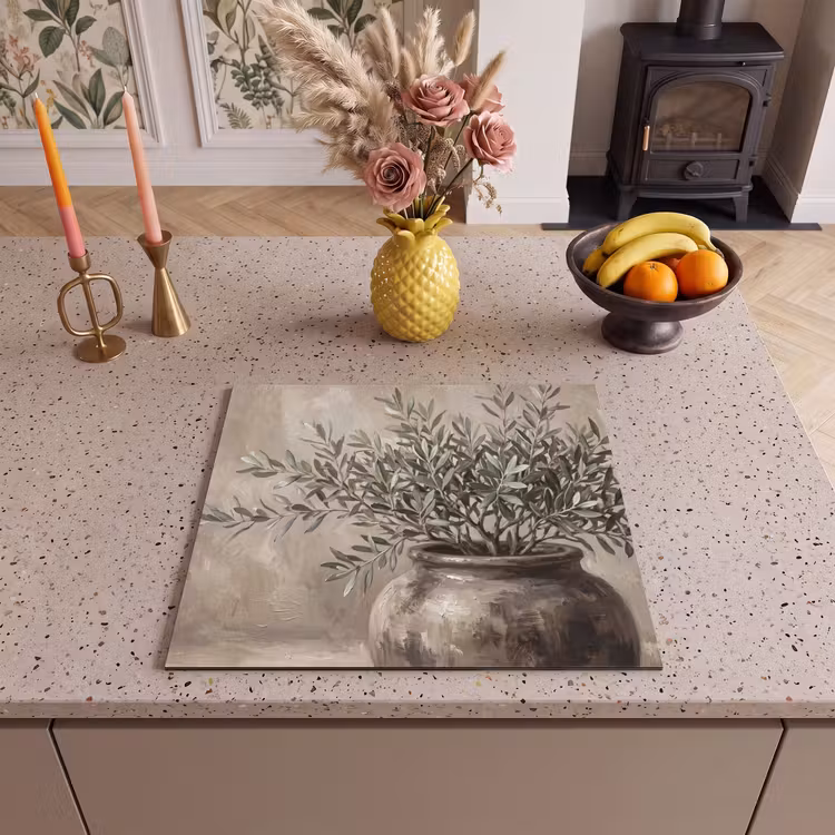 Induction hob cover - Olive Plant - Earthen Pot - Abstract - Beige — 3