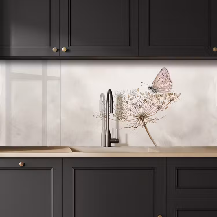 Kitchen splashback - Butterfly - Flower -Nature - Beige — 6
