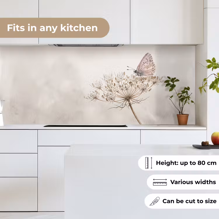 Kitchen splashback - Butterfly - Flower -Nature - Beige — 7