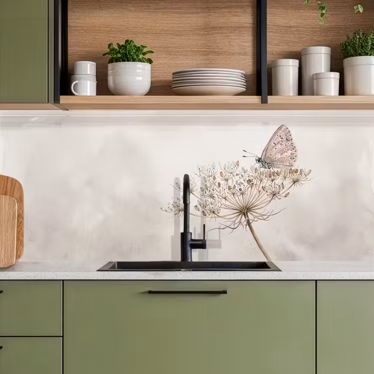 Kitchen splashback - Butterfly - Flower -Nature - Beige — 8
