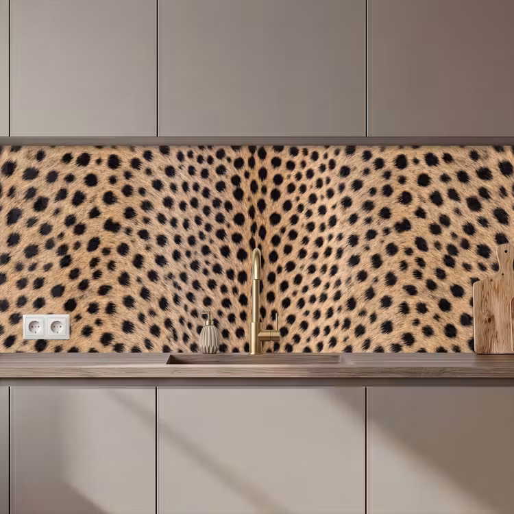 Kitchen splashback - Coat - Cheetah - Black - White — 1