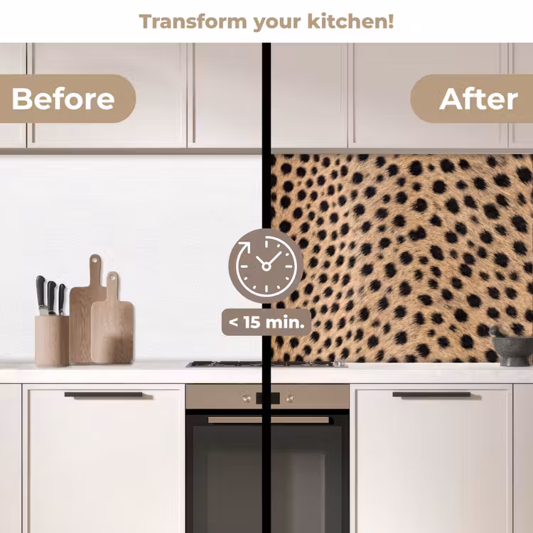 Kitchen splashback - Coat - Cheetah - Black - White — 3
