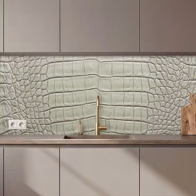 Kitchen splashback - Crocodile leather - Scales - Green — 1