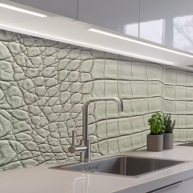 Kitchen splashback - Crocodile leather - Scales - Green — 2