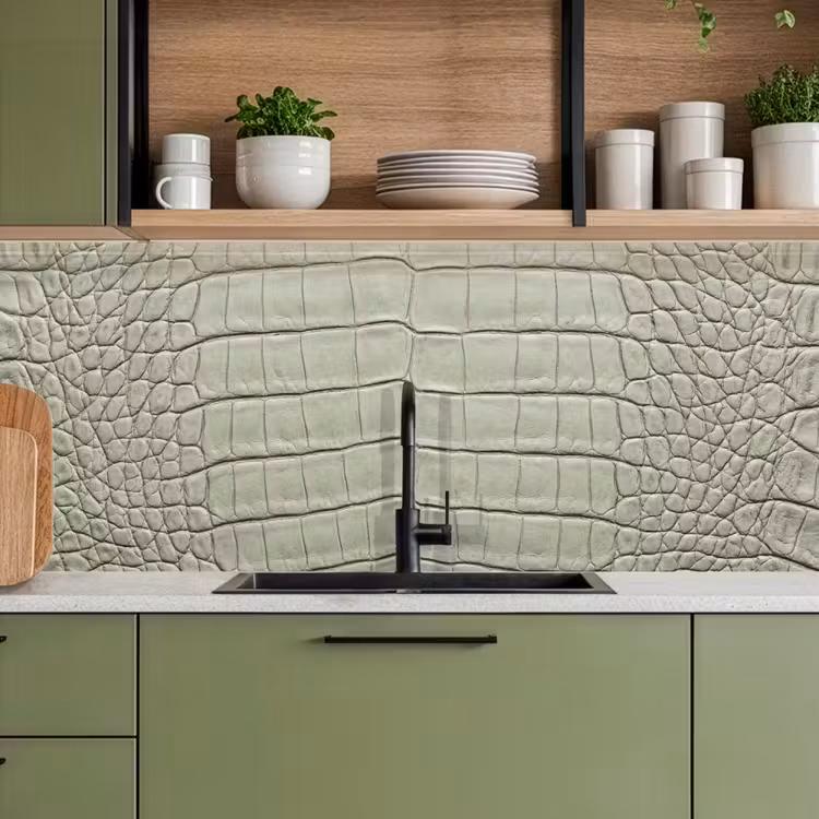 Kitchen splashback - Crocodile leather - Scales - Green — 8