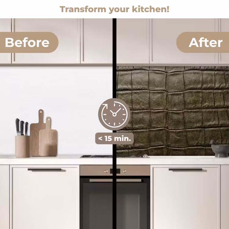 Kitchen splashback - Crocodile Leather - Textured - Green — 3