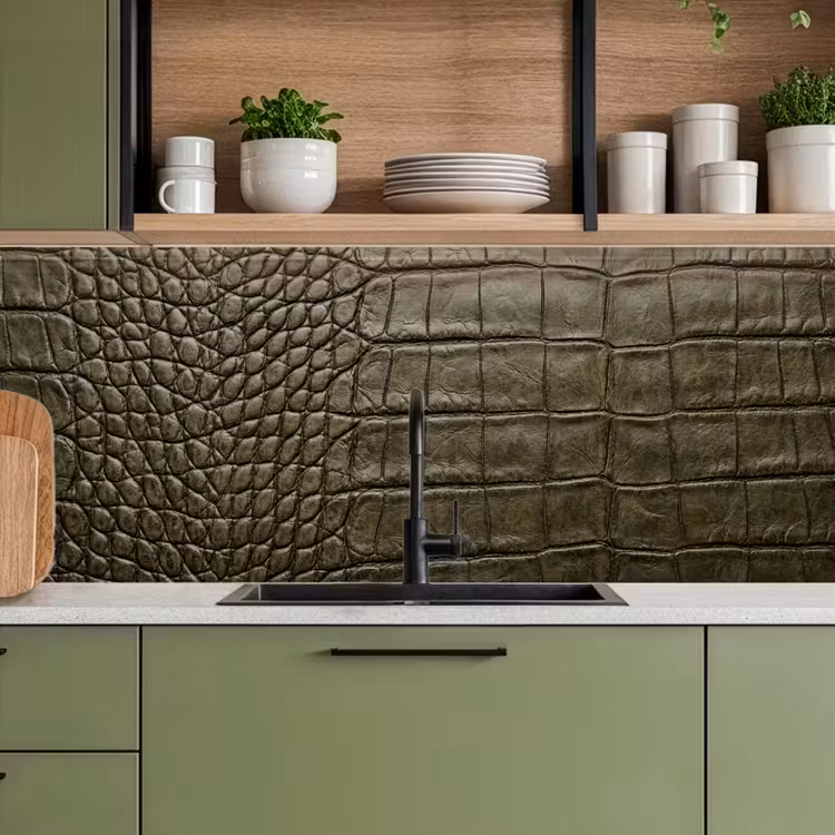 Kitchen splashback - Crocodile Leather - Textured - Green — 8