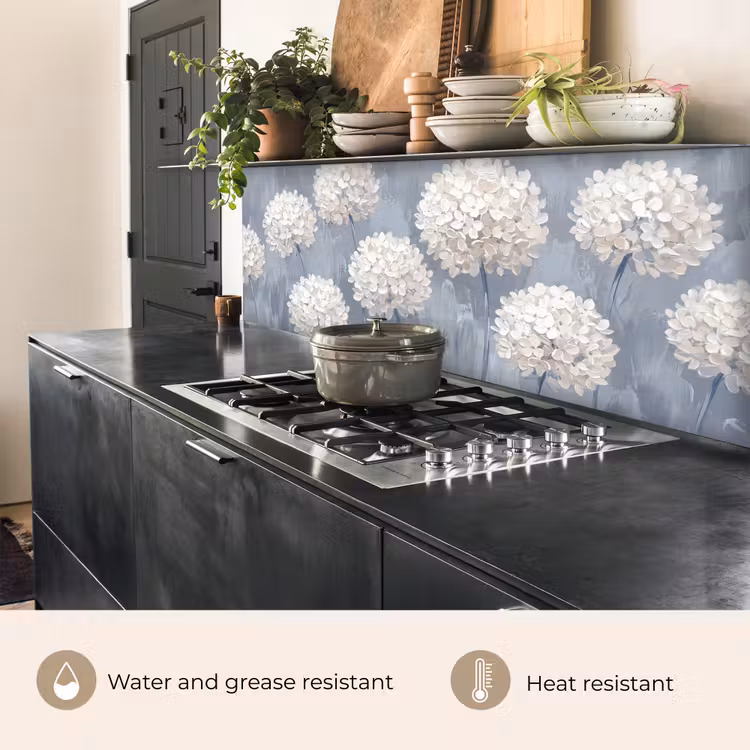 Kitchen splashback - Flowers - Illustration - Blue — 5