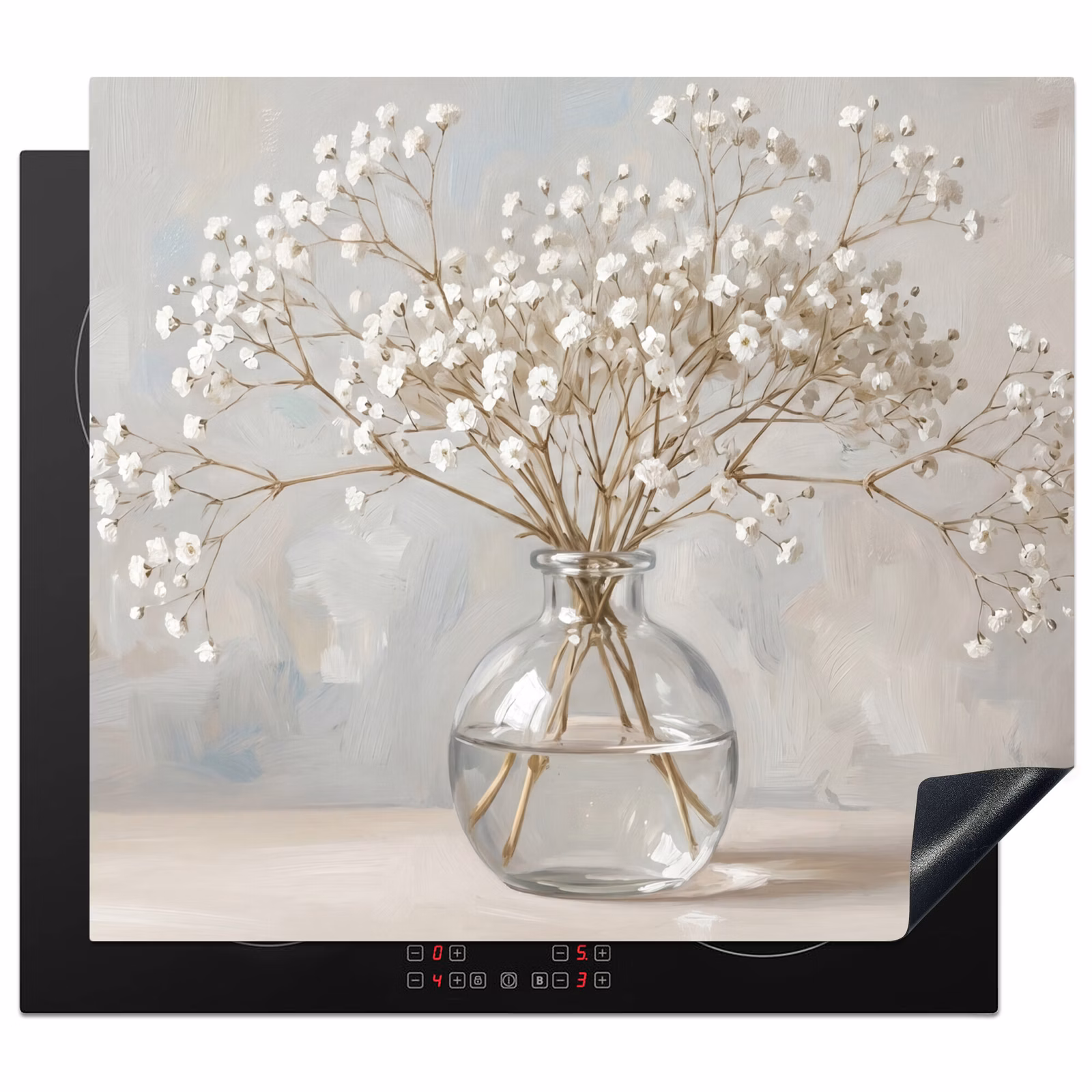 Induction hob cover - Vase - Gypsophila - White — 1