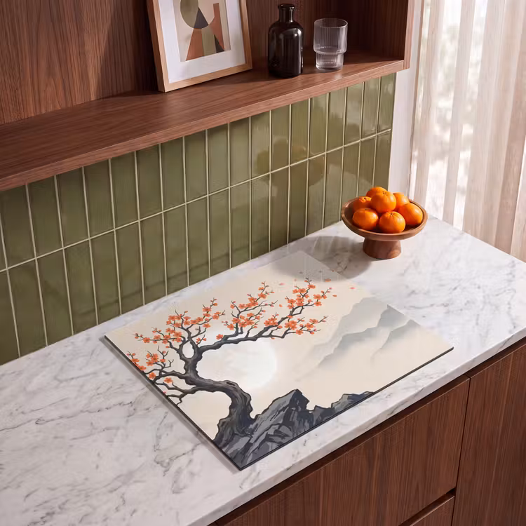 Induction hob cover - Asian - Blossom - Red — 4