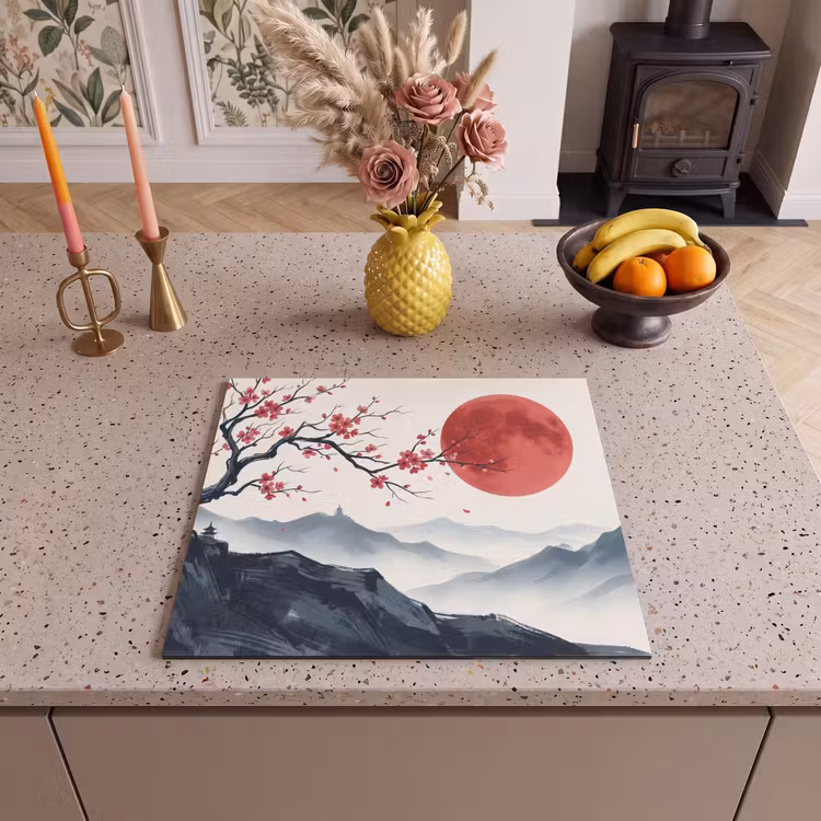 Induction hob cover - Cherry Blossom - Oriental - Red — 3