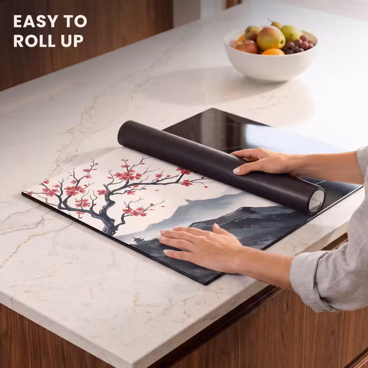 Induction hob cover - Cherry Blossom - Oriental - Red — 6