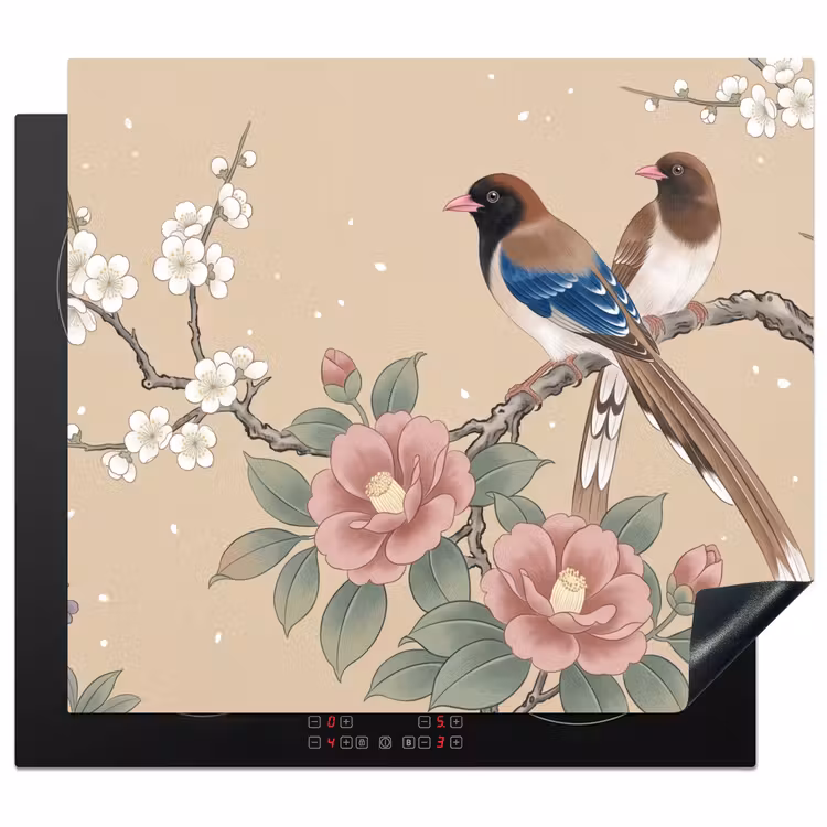 Induction hob cover - Flowers - Birds - Flowers — 1