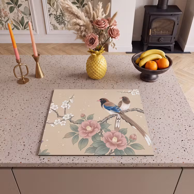Induction hob cover - Flowers - Birds - Flowers — 3