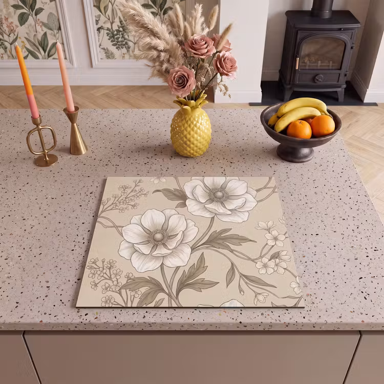 Induction hob cover - Flowers - Pattern - Beige — 3
