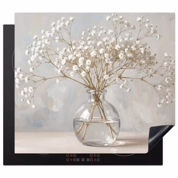 Induction hob cover - Vase - Gypsophila - White — 1