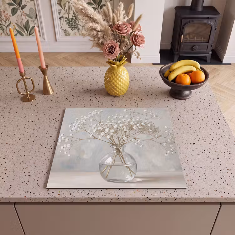 Induction hob cover - Vase - Gypsophila - White — 3