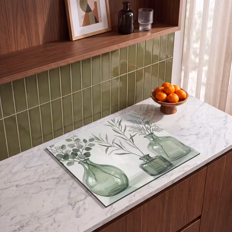 Induction hob cover - Vases - Leaves - Green — 4