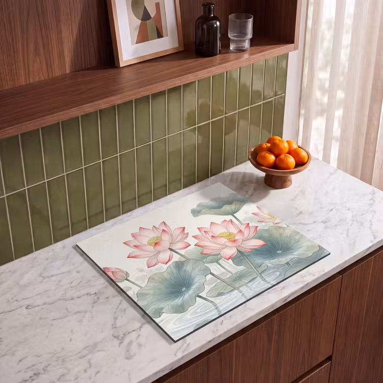 Induction hob cover - Watercolor - Lotus flowers - Colorful — 4