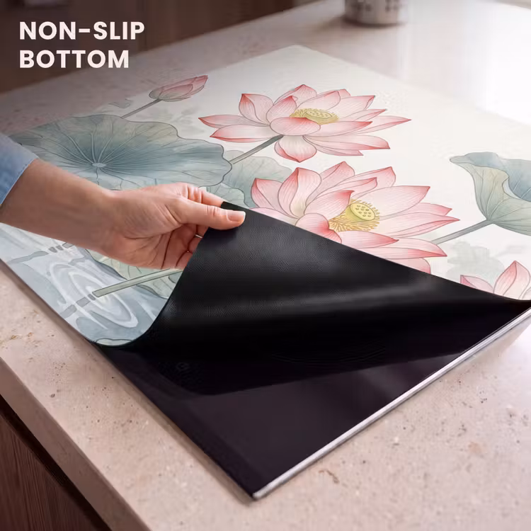 Induction hob cover - Watercolor - Lotus flowers - Colorful — 5