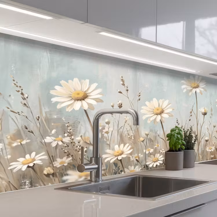 Kitchen splashback - Daisy - Illustration - White — 2