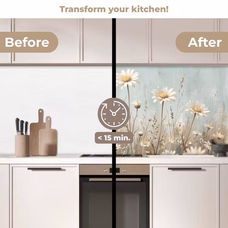 Kitchen splashback - Daisy - Illustration - White — 3