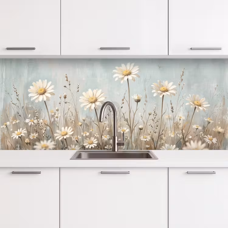 Kitchen splashback - Daisy - Illustration - White — 4