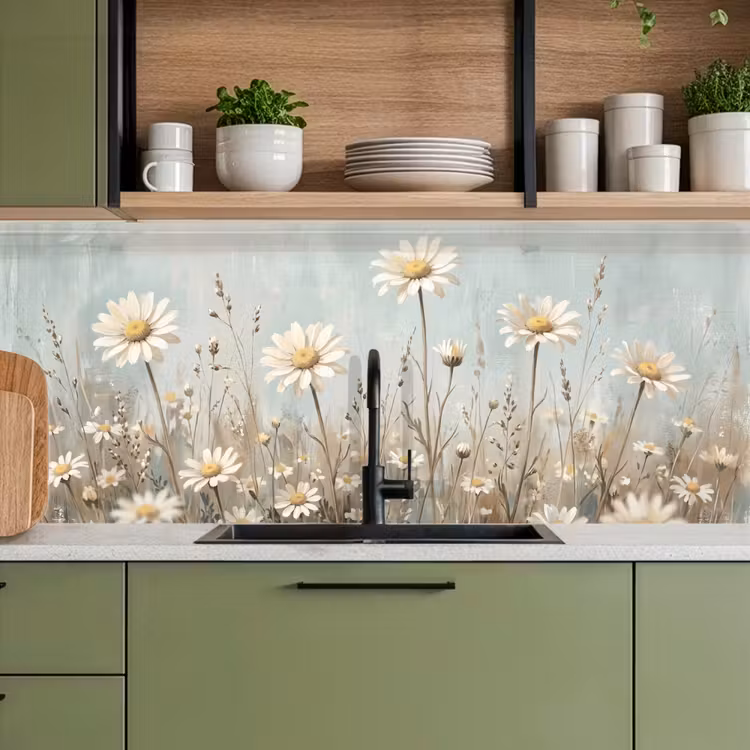 Kitchen splashback - Daisy - Illustration - White — 8