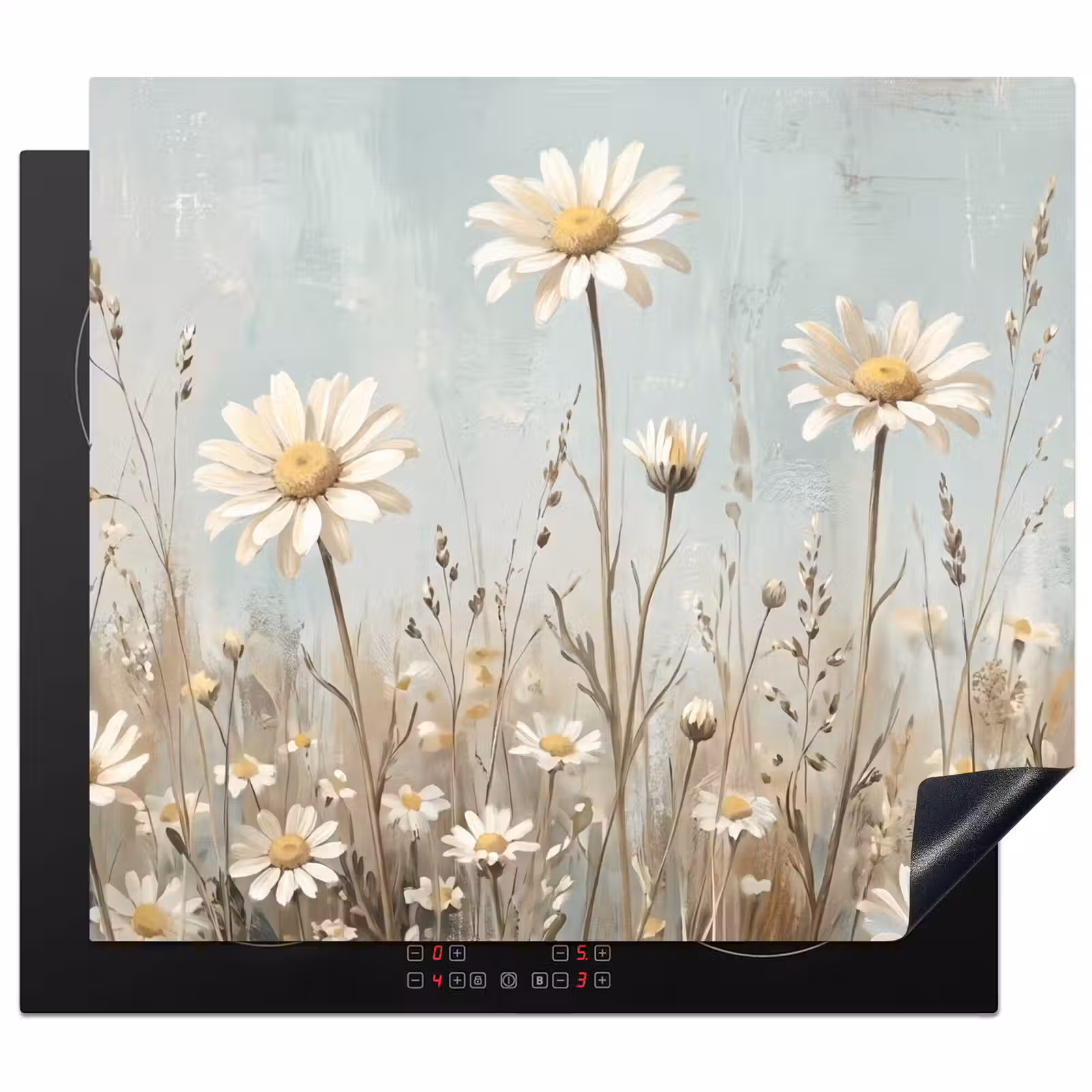 Induction hob cover - Daisy - Illustration - White — 1