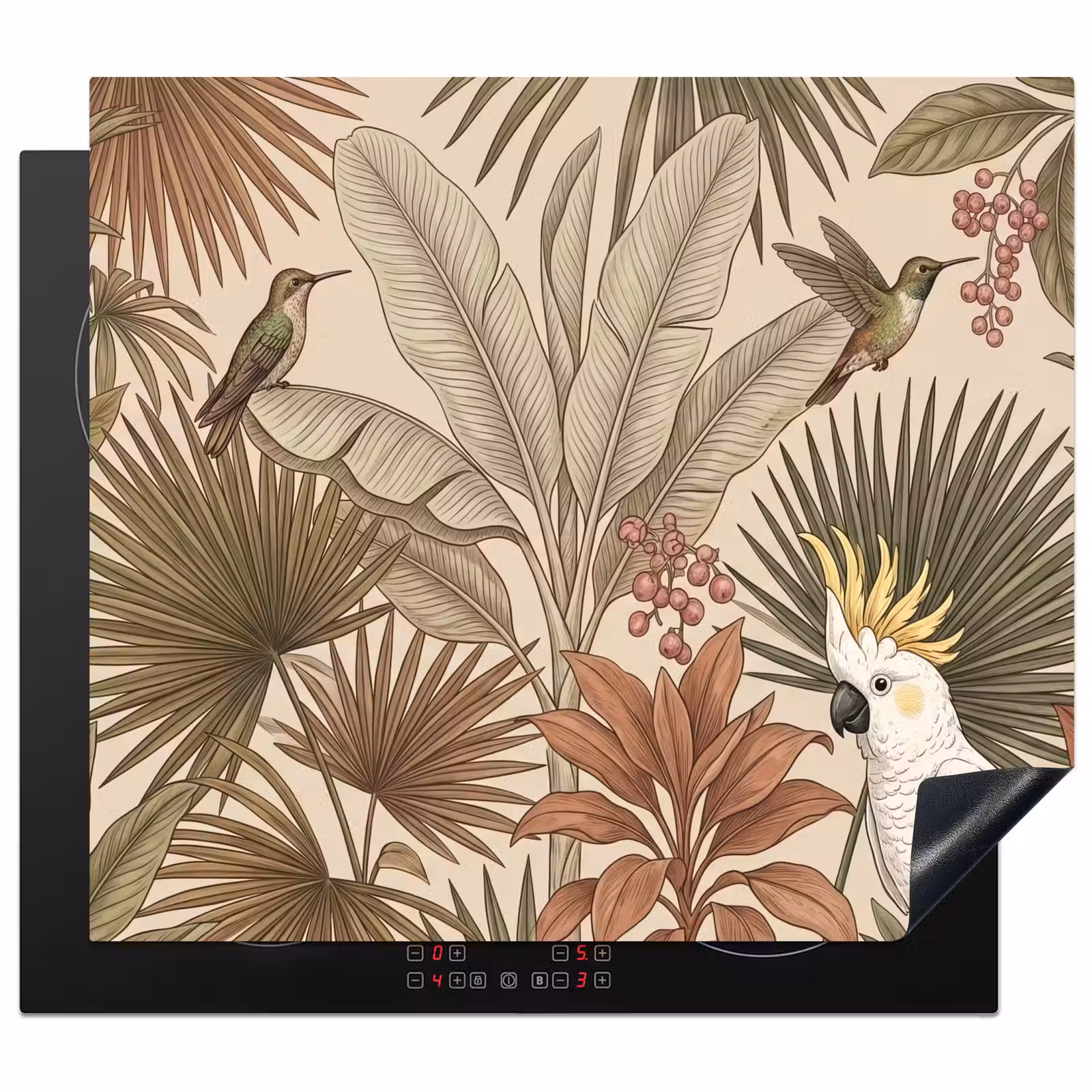 Induction hob cover - Tropical - Birds - Beige — 1