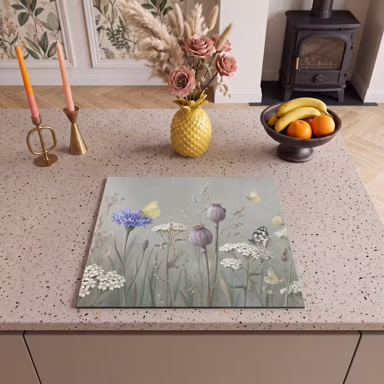 Induction hob cover - Butterflies - Wildflowers - Illustration - Colorful — 3