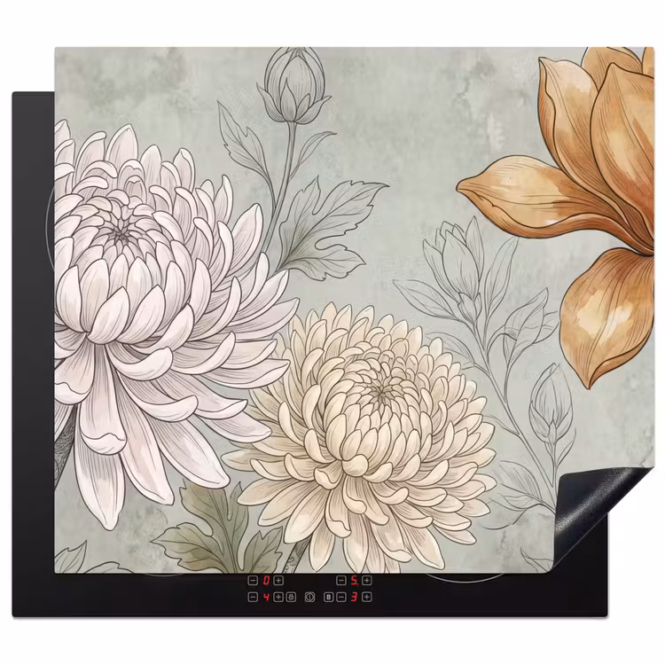 Induction hob cover - Illustration - Flowers - Green — 1