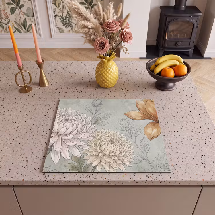 Induction hob cover - Illustration - Flowers - Green — 3