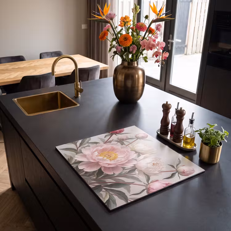 Induction hob cover - Peonies - Bouquet - Pink — 2